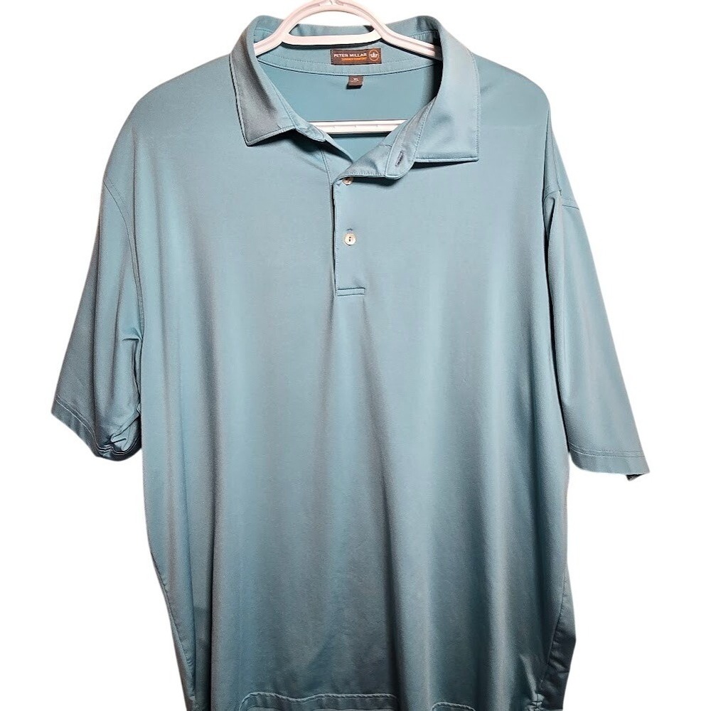 Peter Millar Summer Comfort Polo Shirt Mens XL Teal Blue Short Sleeve Golf Top